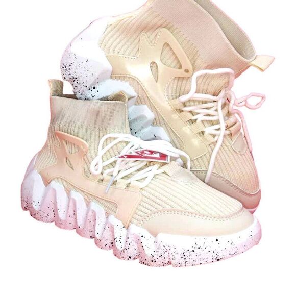Women's New "PONY Designer Knit High Top" Sneakers - sz. 9 - Picture 1 of 6